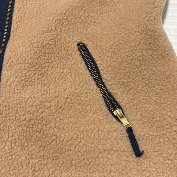 Crown & Ivy Tan Sherpa Vest with Navy Blue Accents - Picture 3 of 5